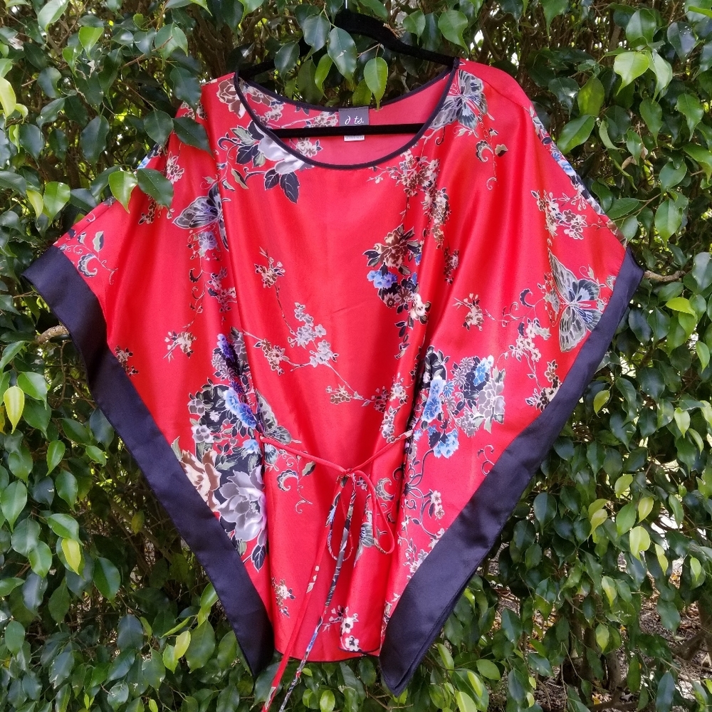 Silky red blouse, plus size